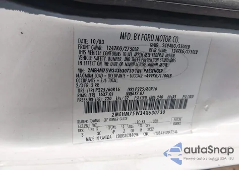 2004 Mercury Grand Marquis Ls z USA, uszkodzony, nr VIN 2MEHM75W34X630730